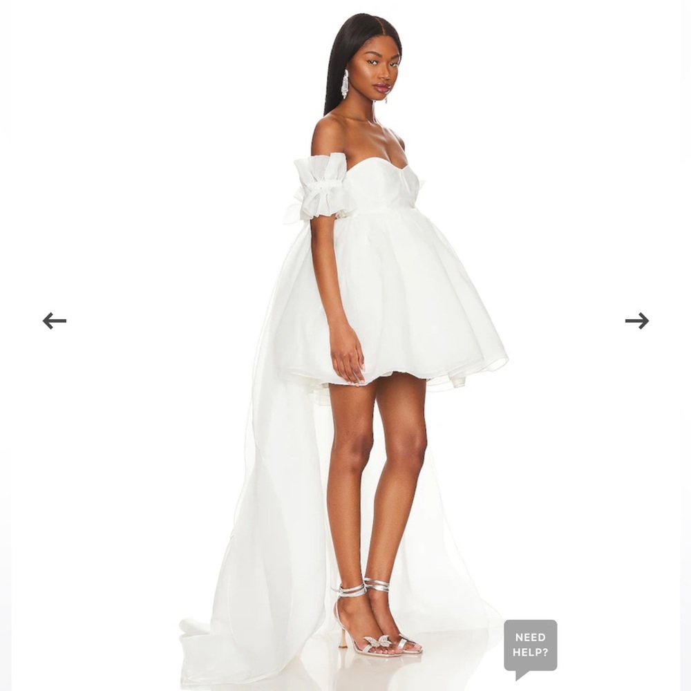 Selkie X Revolve The Runway Puff dress with detachable train